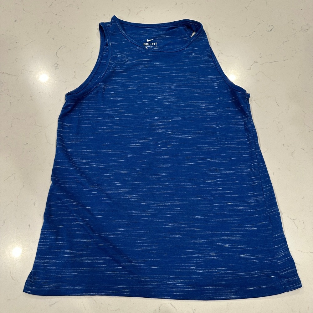Nike Dri-FIT Women Blue Space Dye Performance Workout Tank Top Racerback Sz S